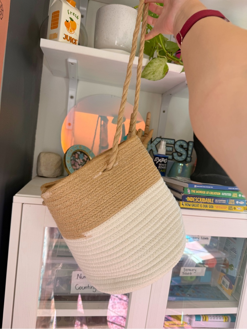 Opalhouse Coiled Rope Basket Cream White Natural Boho Minimalist Plant Basket